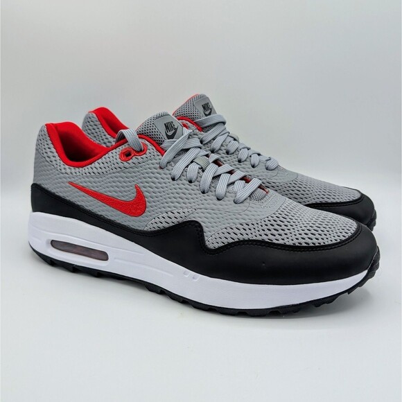 Nike Air Max 1 Particle Grey Red Black Men’s Size 9 Golf Shoes CI7576-002 - Picture 1 of 7